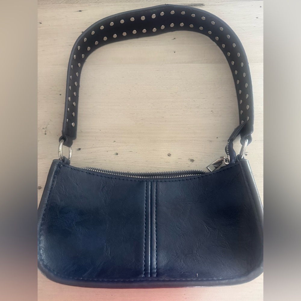 Navy Blue Stylish Women's Mini Solid Color Shoulder Bag With Rivet Decoration